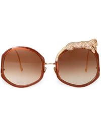 Anna Karin Karlsson - Rose Et Le Rêve Leopard-Embellished Round-Frame Sunglasses - Lyst