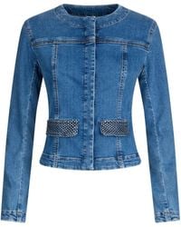 Liu Jo - Rhinestone-Embellished Denim Jacket - Lyst