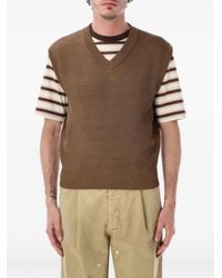 AURALEE - Ribbed-Knit V-Neck Vest - Lyst