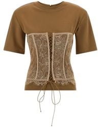 GIUSEPPE DI MORABITO - Lace-Detail Corset-Appliqué T-Shirt - Lyst