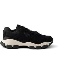 Prada - Mesh Fabric And Suede Sneakers - Lyst