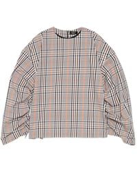 A.W.A.K.E. MODE - Checked Drawstring-Sleeve Blouse - Lyst