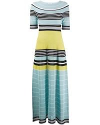 Lanvin - Vestido Largo De Punto A Rayas - Lyst