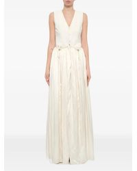 Lanvin - V-Neck Drawstring-Waist Maxi Dress - Lyst
