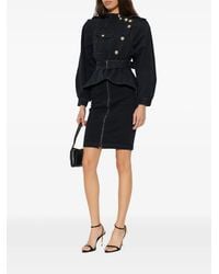 Balmain - Zip-Front Mini Denim Skirt - Lyst