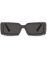Dolce & Gabbana - Crystal-embellished Rectangle-frame Sunglasses - Lyst