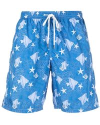 Fedeli - Fish-pattern Swim Shorts - Lyst