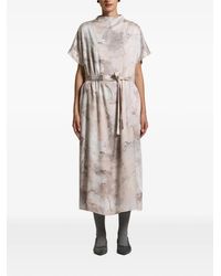 Peserico - Marble-Print Belted Midi Dress - Lyst