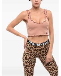 DSquared² - Ribbed Lettuce-Trim Crop Top - Lyst