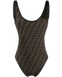 Fendi Monogram-print Reversible Swimsuit - Black