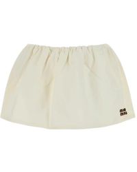 Miu Miu - Gathered Logo-Patch Mini Skirt - Lyst