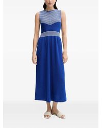 Benetton - Robe Mi-Longue En Crochet À Rayures - Lyst
