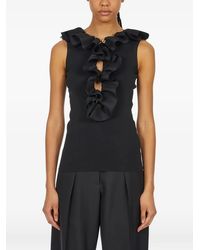 Ferragamo - Ruffled Wool Top - Lyst