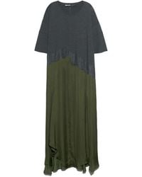 Bimba Y Lola - Khaki Two-Material Asymmetric Dress - Lyst