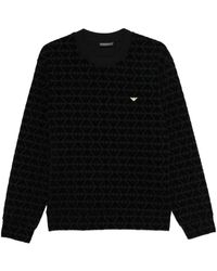 Emporio Armani - Logo-Embroidered Patterned Sweatshirt - Lyst