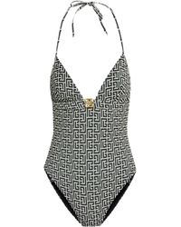 Balmain - Badeanzug Mit Monogrammmuster - Lyst
