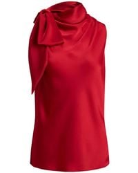 Ralph Lauren - Tie-Neck Sleeveless Blouse - Lyst