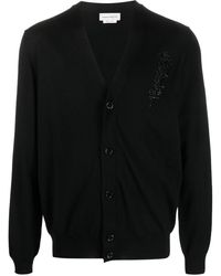 Alexander McQueen - Feather Bead-embellished Wool Cardigan - Lyst