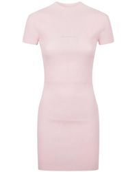 Alexander Wang - Ribbed-Knit Logo-Detail Mini Dress - Lyst