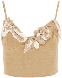 Ermanno Scervino - Embroidered Sweetheart Neckline Cropped Tank Top - Lyst