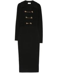 Elisabetta Franchi - Toggle-Fastening Ribbed-Knit Midi Dress - Lyst