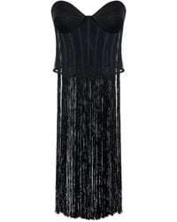 Elisabetta Franchi - Tulle Fringe Bustier Top - Lyst