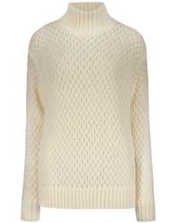Moorer - Pointelle-Knit High-Neck Sweater - Lyst