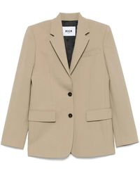 MSGM - Tailored Notched Lapel Structured Wool Blazer - Lyst