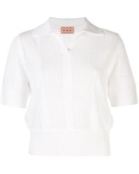 LHD Open-knit Polo Shirt - White