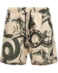 Roberto Cavalli - Snake-Print Drawstring Swim Shorts - Lyst