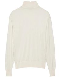 Another Tomorrow - Fine-Knit Turtleneck Long-Sleeve Top - Lyst