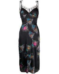 Cynthia Rowley - Abstract-print Lace-detail Silk Midi Dress - Lyst