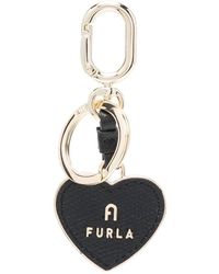 Furla Heart Charm Keyring - Black