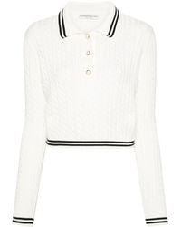 Alessandra Rich - Polo-Pullover mit Zopfmuster - Lyst