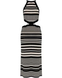 Akep - Stripe-Knit Cutout Dress - Lyst