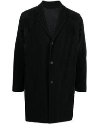 Homme Plissé Issey Miyake - Ribbed Single-breasted Coat - Lyst
