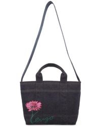 KENZO - Petit Cabas Tulip À Fleurs Brodées Et Logo Imprimé - Lyst