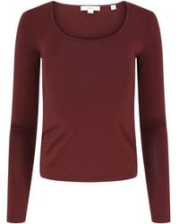 Vince - T-Shirt Met Diepe Ronde Hals En Lange Mouwen - Lyst