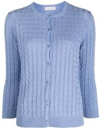 Le Tricot Perugia - Long-sleeve Cable-knit Cardigan - Lyst