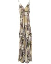 YANGKEHAN - Maxi Draped Floral-Print Dress - Lyst