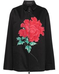 Yohji Yamamoto - Hemdjacke mit Blumen-Print - Lyst