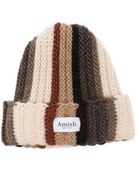 AMISH - Striped Chunky-Knit Beanie Hat - Lyst