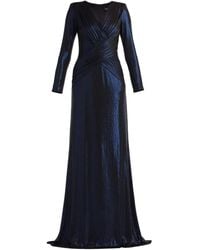 Tadashi Shoji - Long-Sleeve V-Neck Maxi Dress - Lyst
