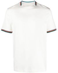 Paul Smith - Stripe-trim Cotton T-shirt - Lyst