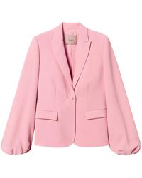 Twinset - Crêpe Blazer Met Gesmockte Mouwen - Lyst