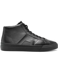 Santoni - Calf Leather Sneaker With Logo - Lyst