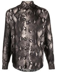 Roberto Cavalli - Chemise En Soie À Imprimé Peau De Serpent - Lyst