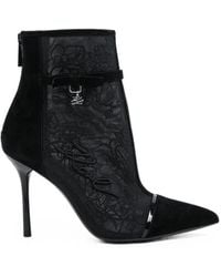KARL LAGERFELD - Lace-Panelled Bow-Detail Ankle Boots - Lyst