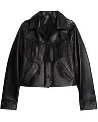Ami Paris - Tasselled Leather Jacket - Lyst