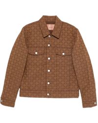 Sandro - Monogram-Pattern Denim Jacket - Lyst